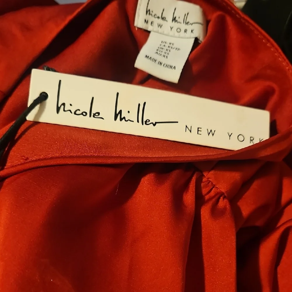 Nicole Miller Red Wrap-Front Maxi Dress with Ruffled Skirt - Picture 10 of 10